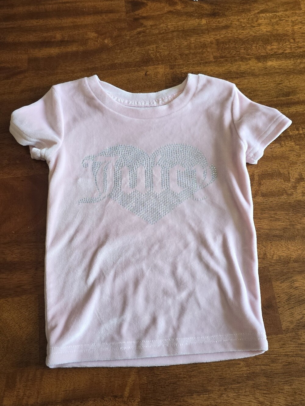 Juicy Couture Sleepwear Light Pink Girls' Rhinestone Heart Logo Tee